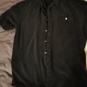 Men's 100% Silk Black Short Sleeve Shirt